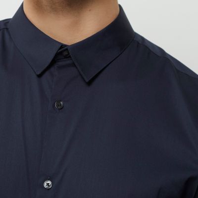 Navy blue muscle fit shirt